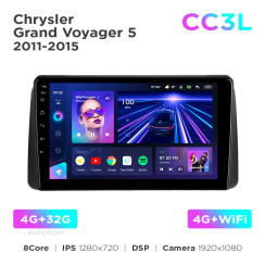Radio samochodowe do Chrysler Grand Voyager 5 2011-2015 Teyes CC3L 4+32 Gb 9"