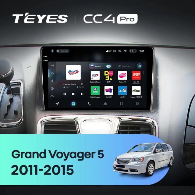 Radio samochodowe Teyes CC4 Pro 2k 8+128 Gb Chrysler Grand Voyager 5 2011-2015 9"