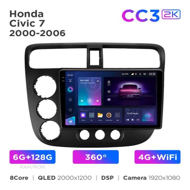 Radio samochodowe Teyes CC3 2k 6+128 Gb 360° Honda Civic 7 2000-2006 9"