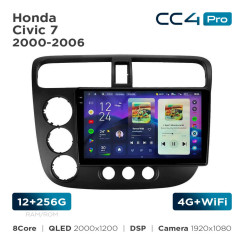 Radio samochodowe Teyes CC4 Pro 2k 12+256 Gb Honda Civic 7 2000-2006 9"