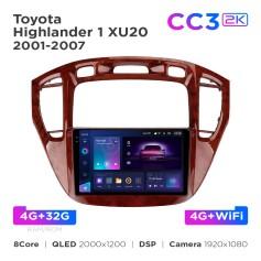 Radio samochodowe Teyes CC3 2k 4+32 Gb Toyota Highlander 1 XU20 2001-2007 9"