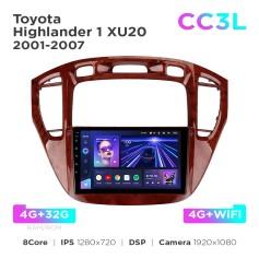 Radio samochodowe do Toyota Highlander 1 XU20 2001-2007 Teyes CC3L 4+32 Gb 9"