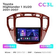 Radio samochodowe Teyes CC3L 4+64 Gb Toyota Highlander 1 XU20 2001-2007 9"
