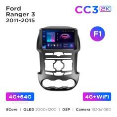 Radio samochodowe Teyes CC3 2k 4+64 Gb Ford Ranger 3 2011-2015 (F1) 9"
