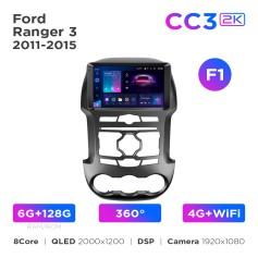Radio samochodowe Teyes CC3 2k 6+128 Gb 360° Ford Ranger 3 2011-2015 (F1) 9