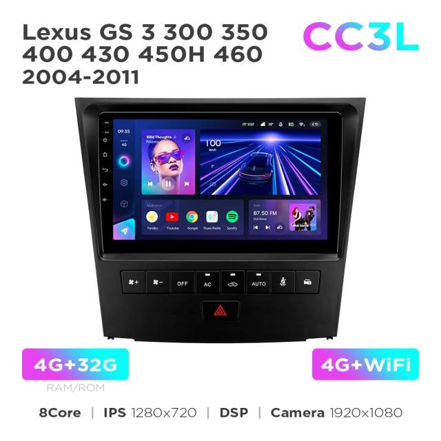 Radio samochodowe do Lexus GS 3 300 350 400 430 450H 460 2004-2011 Teyes CC3L 4+32 Gb 9"