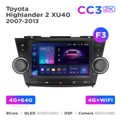 Radio samochodowe Teyes CC3 2k 4+64 Gb Toyota Highlander 2 XU40 2007-2013 (F3) 9"