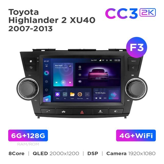 Radio samochodowe Teyes CC3 2k 6+128 Gb Toyota Highlander 2 XU40 2007-2013 (F3) 9"