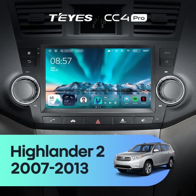 Radio samochodowe Teyes CC4 Pro 2k 8+128 Gb Toyota Highlander 2 XU40 2007-2013 (F3) 9"