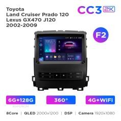 Radio samochodowe Teyes CC3 2k 6+128 Gb 360° Toyota Land Cruiser Prado 120 / Lexus GX470 J120 2004-2009 (F2) 9"