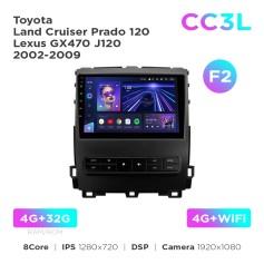 Radio samochodowe do Toyota Land Cruiser Prado 120 / Lexus GX470 J120 2004-2009 (F2) Teyes CC3L 4+32 Gb 9"
