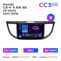 Radio samochodowe Teyes CC3 2k 6+128 Gb 360° Honda CR-V 4 RM RE 2011-2018 (B) 9"