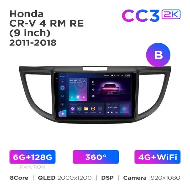 Radio samochodowe Teyes CC3 2k 6+128 Gb 360° Honda CR-V 4 RM RE 2011-2018 (B) 9"
