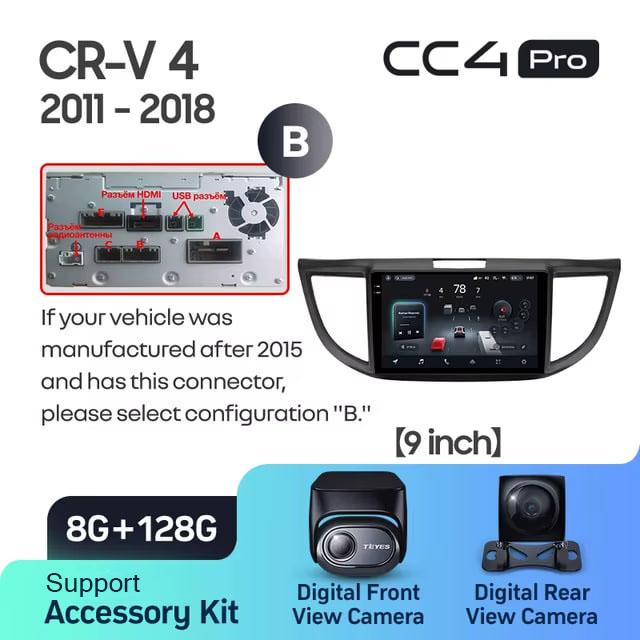 Radio samochodowe Teyes CC4 Pro 2k 8+128 Gb Honda CR-V 4 RM RE 2011-2018 (B) 9"