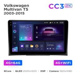 Radio samochodowe Teyes CC3 2k 4+64 Gb Volkswagen Multivan T5 (1 Din) 2003-2015 9"