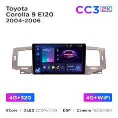 Radio samochodowe Teyes CC3 2k 4+32 Gb Toyota Corolla 9 E120 2004-2006 9"