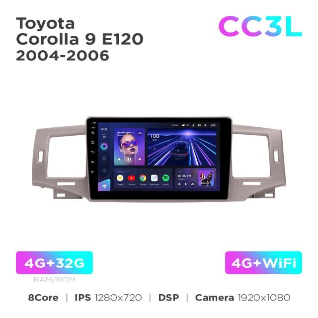 Radio samochodowe do Toyota Corolla 9 E120 2004-2006 Teyes CC3L 4+32 Gb 9"