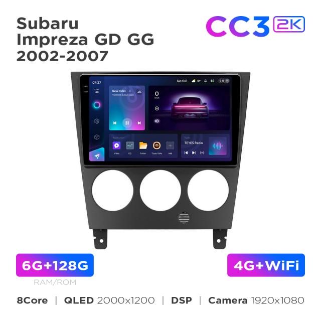 Radio samochodowe Teyes CC3 2k 6+128 Gb Subaru Impreza GD GG 2002-2007 9"