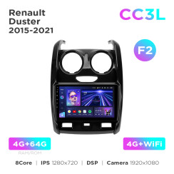 Radio samochodowe Teyes CC3L 4+64 Gb Renault Duster 2015-2021 / LADA Largus 2021 (F2) 9"