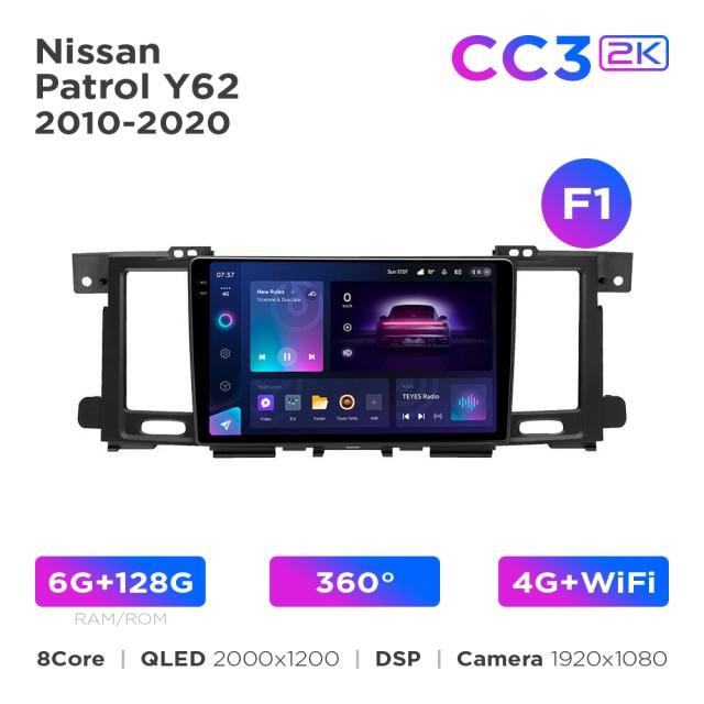Radio samochodowe Teyes CC3 2k 6+128 Gb 360° Nissan Patrol 6 Y62 2010-2020 (F1) 9"