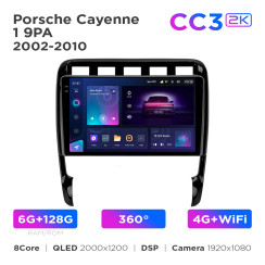 Radio samochodowe Teyes CC3 2k 6+128 Gb 360° Porsche Cayenne 1 9PA 2002-2010 9"