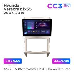 Radio samochodowe Teyes CC3 2k 4+64 Gb Hyundai Veracruz ix55 (1 Din) 2006-2015 9"
