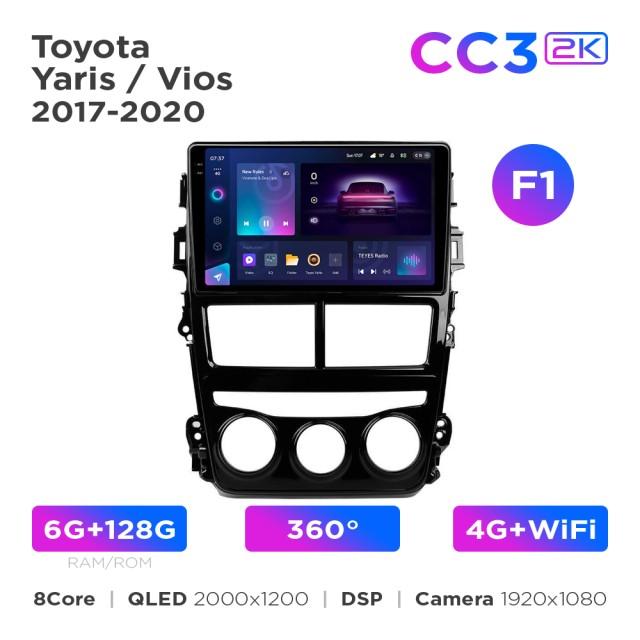Radio samochodowe Teyes CC3 2k 6+128 Gb 360° Toyota Yaris / Vios 2017-2020 (F1) 9"
