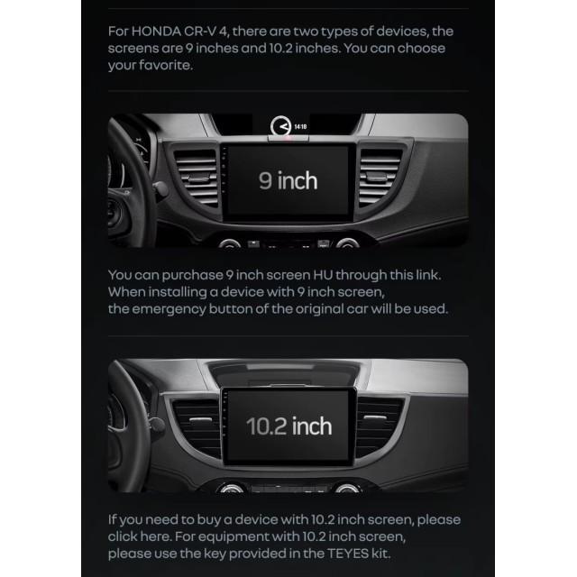 Radio samochodowe Teyes CC4 Pro 2k 8+128 Gb Honda CR-V 4 RM RE 2011-2018 (C) 9"