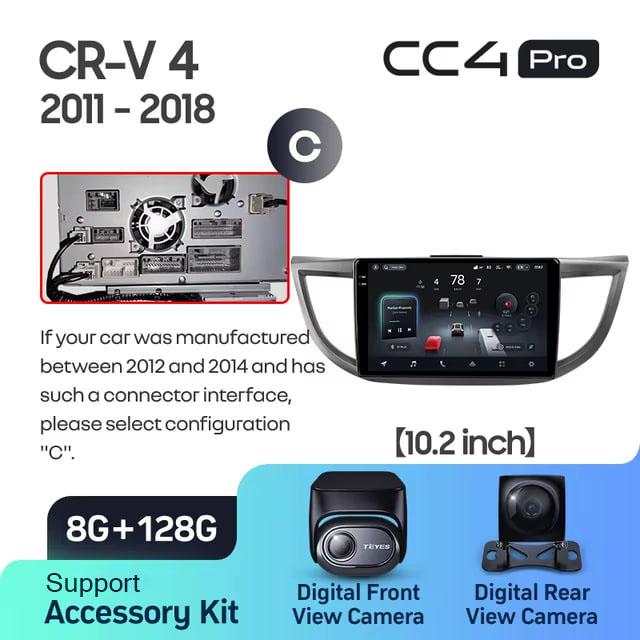 Radio samochodowe Teyes CC4 Pro 2k 8+128 Gb Honda CR-V 4 RM RE 2011-2018 (C) 10"