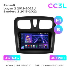 Radio samochodowe Teyes CC3L 4+64 Gb Renault Logan 2 2012-2022 / Sandero 2 2013-2022 (F1) (B) 9"