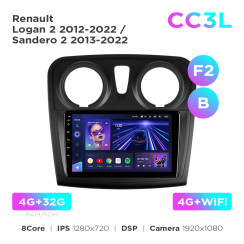 Radio samochodowe do Renault Logan 2 2012-2022 / Sandero 2 2013-2022 (F2) (B) Teyes CC3L 4+32 Gb 9"