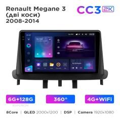 Radio samochodowe Teyes CC3 2k 6+128 Gb 360° Renault Megane 3 2008-2014 9"
