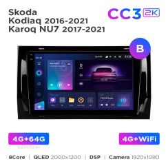 Radio samochodowe Teyes CC3 2k 4+64 Gb Skoda Kodiaq 2016-2021 / Karoq NU7 2017-2021 (B) 9"