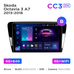 Radio samochodowe Teyes CC3 2k 4+64 Gb Skoda Octavia 3 A7 2013-2018 (B) 10"
