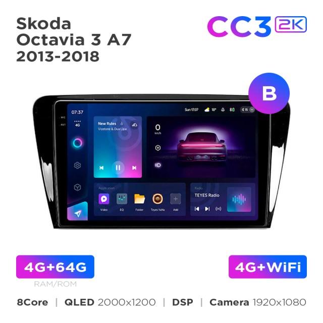 Radio samochodowe Teyes CC3 2k 4+64 Gb Skoda Octavia 3 A7 2013-2018 (B) 10"