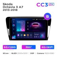 Radio samochodowe Teyes CC3 2k 6+128 Gb 360° Skoda Octavia 3 A7 2013-2018 (B) 10"