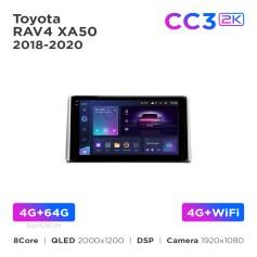 Radio samochodowe Teyes CC3 2k 4+64 Gb Toyota RAV4 XA50 (1 Din) 2018-2023 10"