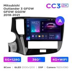 Radio samochodowe Teyes CC3 2k 6+128 Gb 360° Mitsubishi Outlander 3 GF0W GG0W 2018-2021 10"