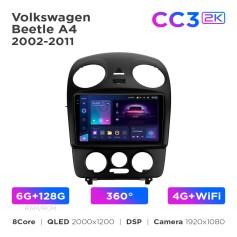 Radio samochodowe Teyes CC3 2k 6+128 Gb 360° Volkswagen Beetle A4 2002-2011 9"