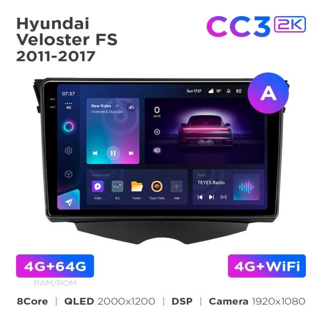 Radio samochodowe Teyes CC3 2k 4+64 Gb Hyundai Veloster FS 2011-2017 (A) 9"