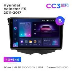 Radio samochodowe Teyes CC3 2k 4+64 Gb Hyundai Veloster FS 2011-2017 (B) 9"