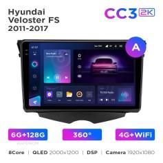 Radio samochodowe Teyes CC3 2k 6+128 Gb 360° Hyundai Veloster FS 2011-2017 (A) 9"