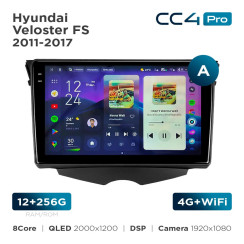 Radio samochodowe Teyes CC4 Pro 2k 12+256 Gb Hyundai Veloster FS 2011-2017 (A) 9"