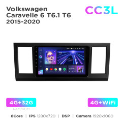 Radio samochodowe do Volkswagen Caravelle 6 T6.1 T6 2015-2020 Teyes CC3L 4+32 Gb 9"