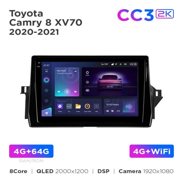 Radio samochodowe Teyes CC3 2k 4+64 Gb Toyota Camry 8 XV70 (1 Din) 2020-2023 10"