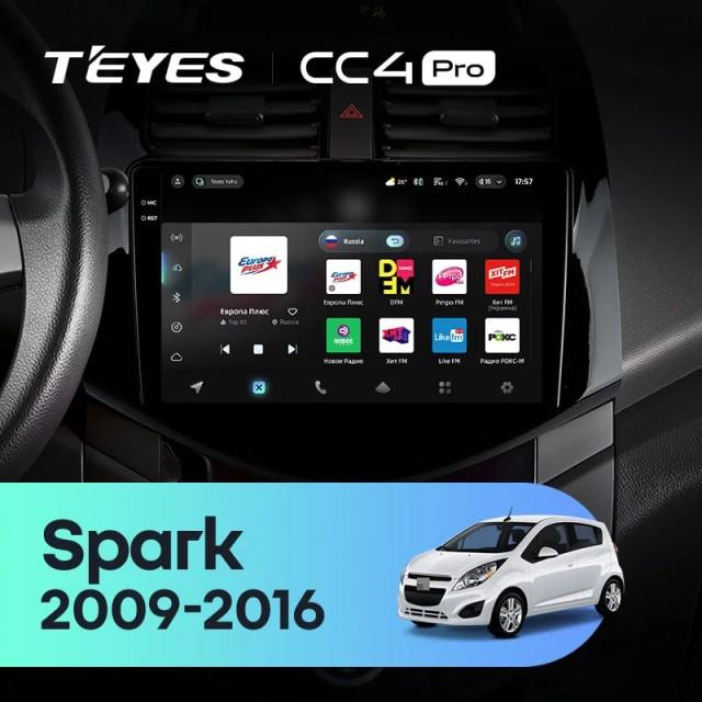 Radio samochodowe Teyes CC4 Pro 2k 8+128 Gb Chevrolet Spark M300 2009-2016 (F1) 9"