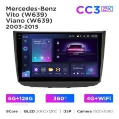 Radio samochodowe Teyes CC3 2k 6+128 Gb 360° Mercedes-Benz Vito 2 / Viano 2 (W639) 2003-2015 10"