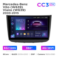 Radio samochodowe Teyes CC3 2k 6+128 Gb 360° Mercedes-Benz Vito 2 / Viano 2 (W639) 2003-2015 10"