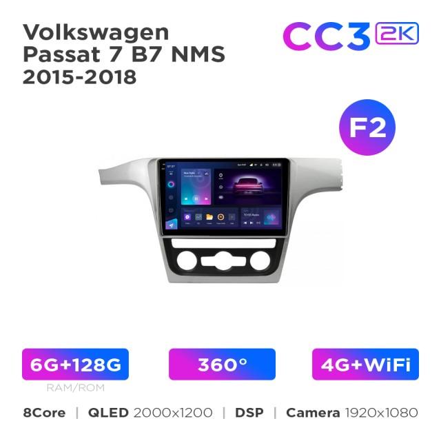 Radio samochodowe Teyes CC3 2k 6+128 Gb 360° Volkswagen Passat 7 B7 NMS 2015-2018 (F2) 10"