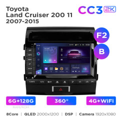 Radio samochodowe Teyes CC3 2k 6+128 Gb 360° Toyota Land Cruiser 200 11 2007-2015 (F2) (B) 9"